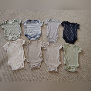 Carter's And Other Brands' Striped and Solid Baby Bodysuits - Green, Blue, Beige